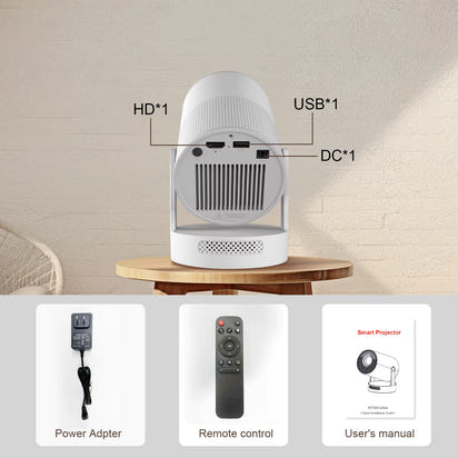 SEEON 4K UItra Portable Projector with Electronic Focus 720P 260ANSI Speaker Android11 BT5.4 180° flexible Home Outdoor