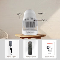 SEEON 4K UItra Portable Projector with Electronic Focus 720P 260ANSI Speaker Android11 BT5.4 180° flexible Home Outdoor